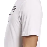 Remera blanca de algodón con logo Reebok negro estampado en el pecho.