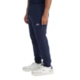 Pantalón de jogging azul marino con cintura elástica ajustable con cordón, corte ajustado y logo pequeño estampado en blanco en el muslo izquierdo.