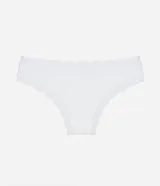 Bombacha bikini roja de poliamida con detalles de encaje y dije de cereza.