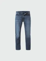 Jeans de denim azul de corte slim fit.