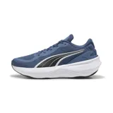 Championes de running Puma Scend Pro 2, color azul con detalles en blanco y negro.
