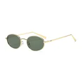 Lentes de sol unisex con filtro UV 400, marco dorado y lentes marrones. Incluye estuche.