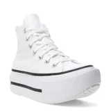 Championes Converse Chuck Taylor All Star de caña alta con plataforma doble, color blanco con detalles en negro.