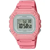 Reloj digital Casio color rosa con caja rectangular y correa de resina.