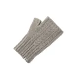 Guantes grises sin dedos, tejidos en punto con diseño de trenzas.