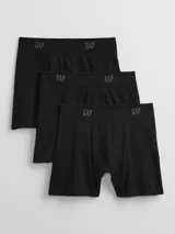 Pack de tres boxers negros con cintura elástica azul marino con logo de la marca en color gris.