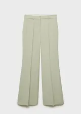 Pantalón de vestir color verde claro, de corte palazzo y tiro alto.