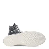 Championes Converse Chuck 70 Hi, unisex, color negro con textura brillante y detalles plateados.