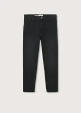 Jeans mom fit de tiro alto, color negro, confeccionados en tejido de algodón elástico estilo denim.