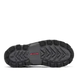 Bota de montaña Columbia, modelo Transverse Hike Waterproof, color gris acero con detalles en rosado pálido. Caña media, confeccionada en cuero y malla, con tecnología Omni-Tech impermeable y suela Omni-Grip para tracción.