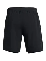 Short de running Under Armour Launch 7 2N1, color negro, con calza interior ajustada y logo reflectivo en la pierna derecha.