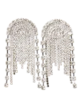 Aros colgantes plateados con strass.