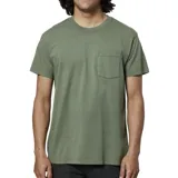 Remera verde de manga corta con bolsillo en el pecho.