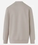 Buzo deportivo negro de poliéster con cuello redondo y mangas largas.