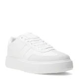Zapatillas deportivas acordonadas color beige con plataforma blanca.
