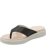 Sandalia tipo ojota color beige con plataforma y tira ancha blanca.