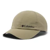 Gorra deportiva color beige de la marca Columbia, modelo Silver Ridge IV Ball. Cuenta con logo bordado en negro, orificios de ventilación cortados con láser y cierre trasero ajustable con velcro.