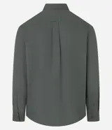 Camisa de hombre, corte regular, color verde militar, con cuello inglés y mangas largas. Confeccionada en sarga de algodón.