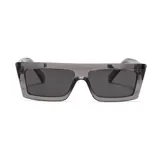 Lentes de sol unisex con montura cuadrada gris translúcido y lentes grises. Fabricados con plástico reciclado.