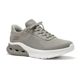 Championes deportivos Skechers Slip-ins Bobs Sport Arc Waves 2.0 color gris, con capellada de tejido técnico, cordones elásticos, plantilla Memory Foam y entresuela Glide-Step.
