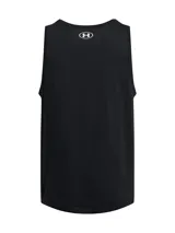 Musculosa deportiva Under Armour negra con logo blanco estampado en el pecho. Tejido ligero, suave y de secado rápido.