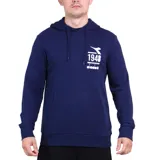 Sudadera con capucha y bolsillo canguro de color azul marino, con estampado frontal en blanco que incluye el año "1948" y el logo de Diadora.