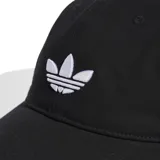 Gorra de béisbol Adidas Adicolor Classic Trefoil, unisex, color negro con logo del trifolio bordado en blanco.