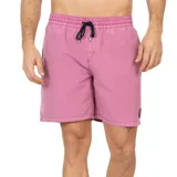 Short de baño rosado con cintura elástica ajustable con cordón negro.