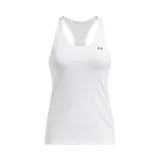 Musculosa deportiva Under Armour Tech Mesh Racer Tank color coral, con espalda racerback y logo reflectivo en el pecho.