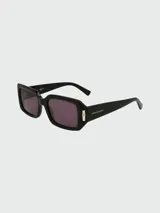 Lentes de sol Longchamp con montura rectangular de carey y lentes grises.
