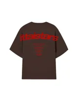 Remera color crema de corte holgado con estampado en rojo en la espalda con el texto "Ittaistars European Tour by Ittai Stars Company".