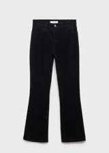 Pantalón de pana negro, de corte boot cropped y tiro alto.