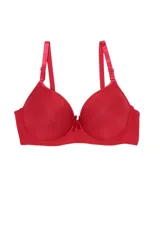 Soutien de microfibra color azul con breteles regulables y moño decorativo en el centro.