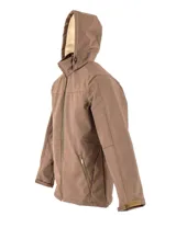 Campera de neopreno color marrón, con excelente aislamiento térmico y bolsillos con cierre.