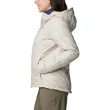 Campera puffer color salmón con capucha, cierre frontal y bolsillos laterales con cierre. Cuenta con tecnología termorreflectante Omni-Heat™ y puños con orificios para los pulgares.