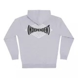 Canguro gris con cierre frontal, capucha con cordones y bolsillos tipo canguro. Estampado con el logo de Independent en el pecho.