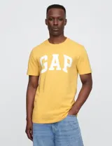 Remera amarilla de algodón con logo GAP estampado en blanco.