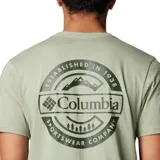 Remera amarilla de algodón orgánico con logo de Columbia estampado en el pecho.