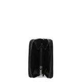 Monedero pequeño color beige de charol con cierre de cremallera.