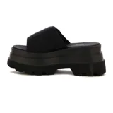 Sandalias negras con plataforma y tira ancha.