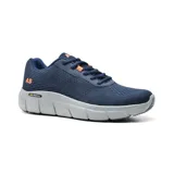 Championes deportivos American Sport Nimbus, color azul marino con detalles en naranja y suela gris.
