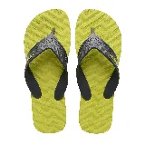 Ojotas Havaianas Track Waves, color verde lima con plantilla texturizada y tiras gruesas en gris oscuro con diseño en relieve.
