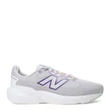 Championes New Balance Course 413 V3, color gris con logo "N" en violeta y detalles en verde y naranja.