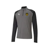 Remera de fútbol Puma teamLiga con medio cierre, mangas largas con aberturas para los pulgares, Formstrip PUMA en los hombros y tecnología dryCELL.