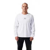 Remera de manga larga blanca con diseño gráfico en el pecho y en las mangas.