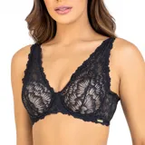 Bralette negro de encaje con forro color piel.