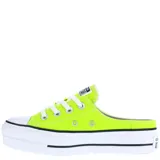 Championes Converse All Star Zueco Mule Lift, color amarillo limón, con plataforma y cordones blancos.