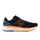 Championes de running New Balance Evoz v2 para hombre, color negro con detalles en naranja y azul.
