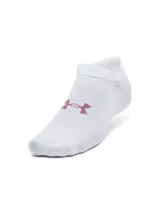 Pack de tres pares de medias deportivas Under Armour unisex, de corte bajo, color gris con logo negro.