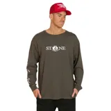 Remera de manga larga color gris oscuro con logo de Volcom estampado en el pecho y en la manga. Corte clásico y cuello redondo.